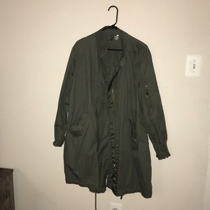 Green long bomber jacket